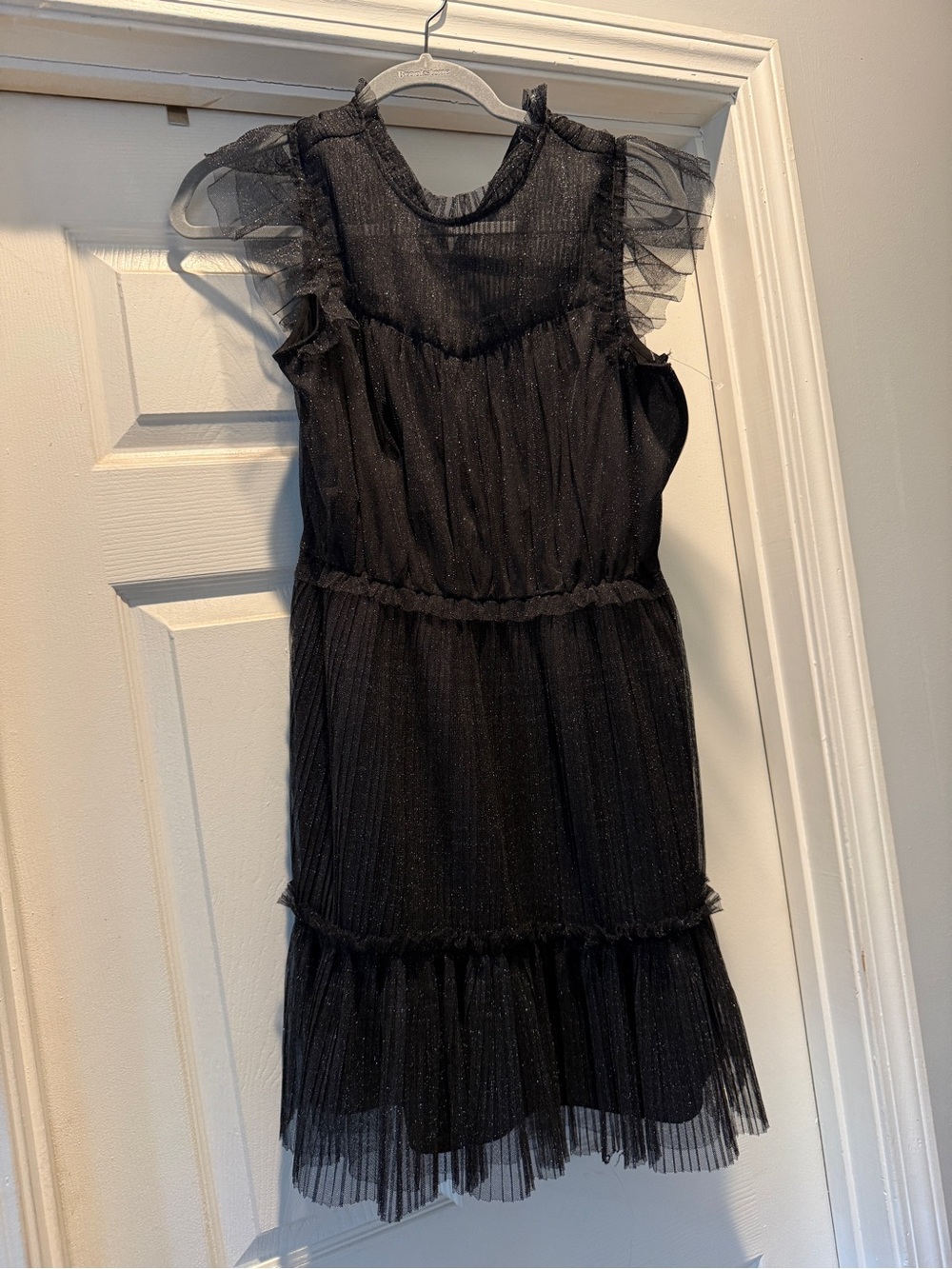 All Saints Black Sparkle Tulle Tiered Dress